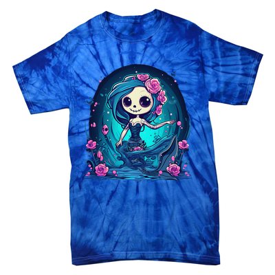 Cute Skeleton Mermaid Halloween Tie-Dye T-Shirt