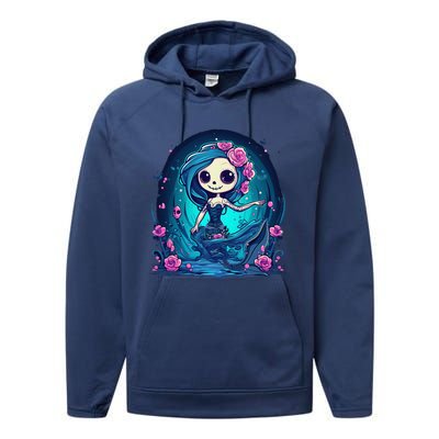 Cute Skeleton Mermaid Halloween Performance Fleece Hoodie