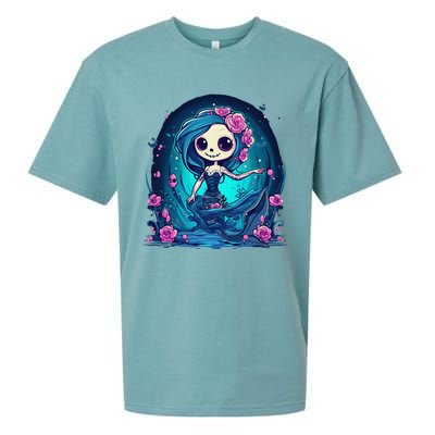 Cute Skeleton Mermaid Halloween Sueded Cloud Jersey T-Shirt