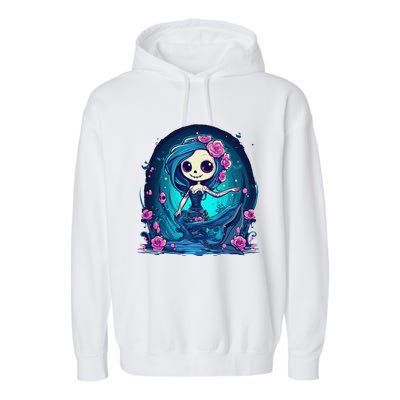 Cute Skeleton Mermaid Halloween Garment-Dyed Fleece Hoodie