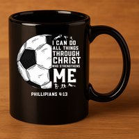 Christian Soccer Men Boys Religious 11oz C Handle Ceramic Mug