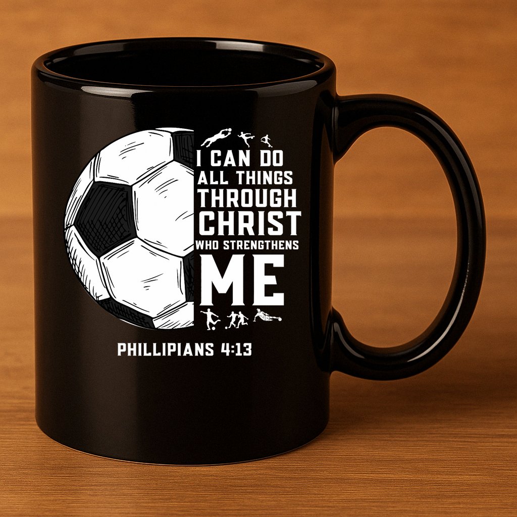 Christian Soccer Men Boys Religious 11oz C Handle Ceramic Mug