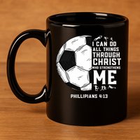 Christian Soccer Men Boys Religious 11oz C Handle Ceramic Mug