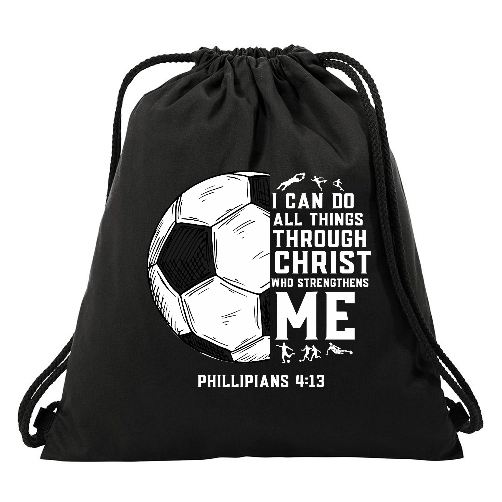 Christian Soccer Men Boys Religious Drawstring Bag