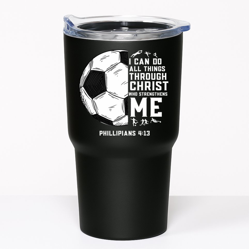 Christian Soccer Men Boys Religious Tumbler