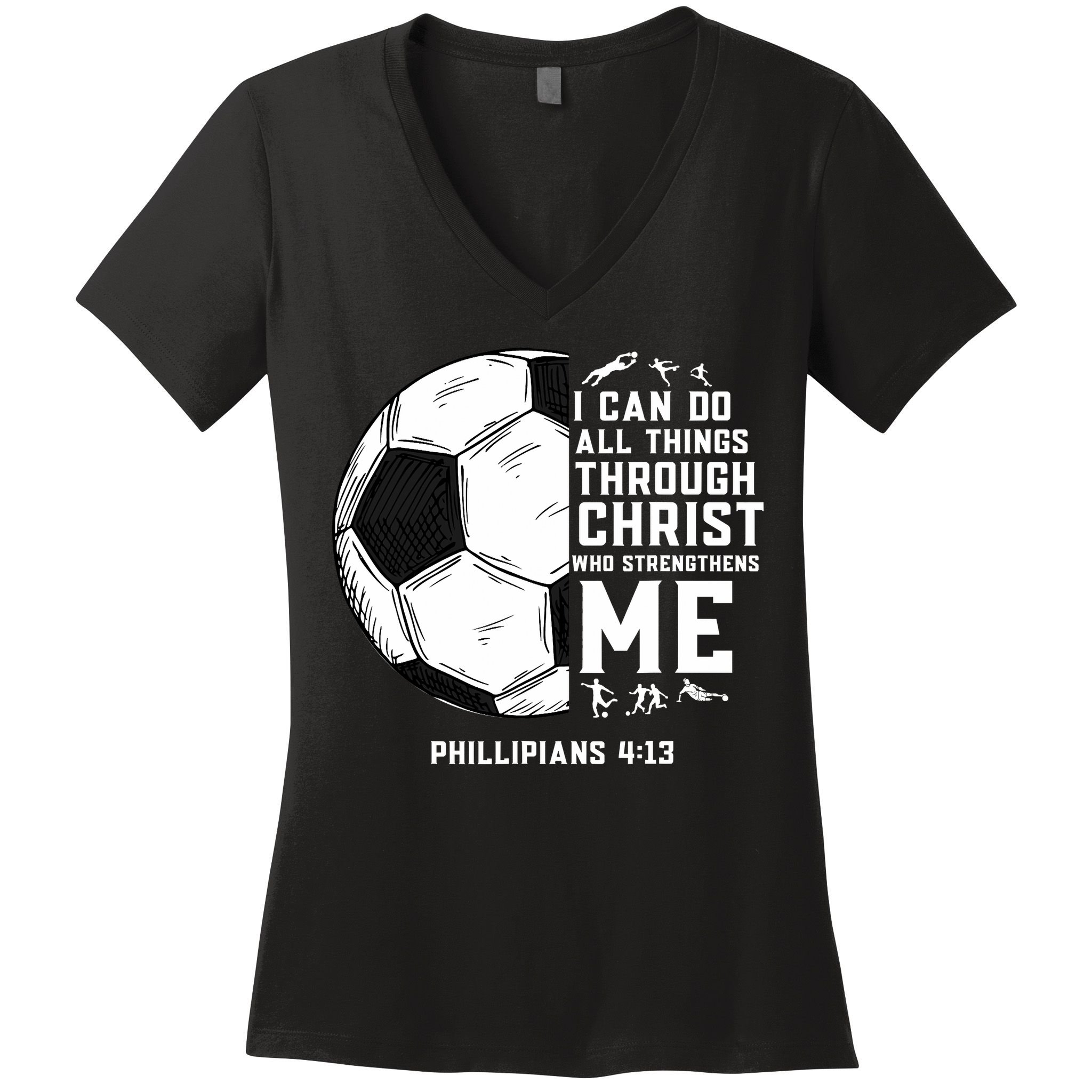 Christian Soccer Men Boys Religious Women's V-Neck T-Shirt