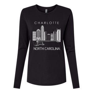 Charlotte Souvenir Men North Carolina Souvenir Music Guitar Womens Cotton Relaxed Long Sleeve T-Shirt