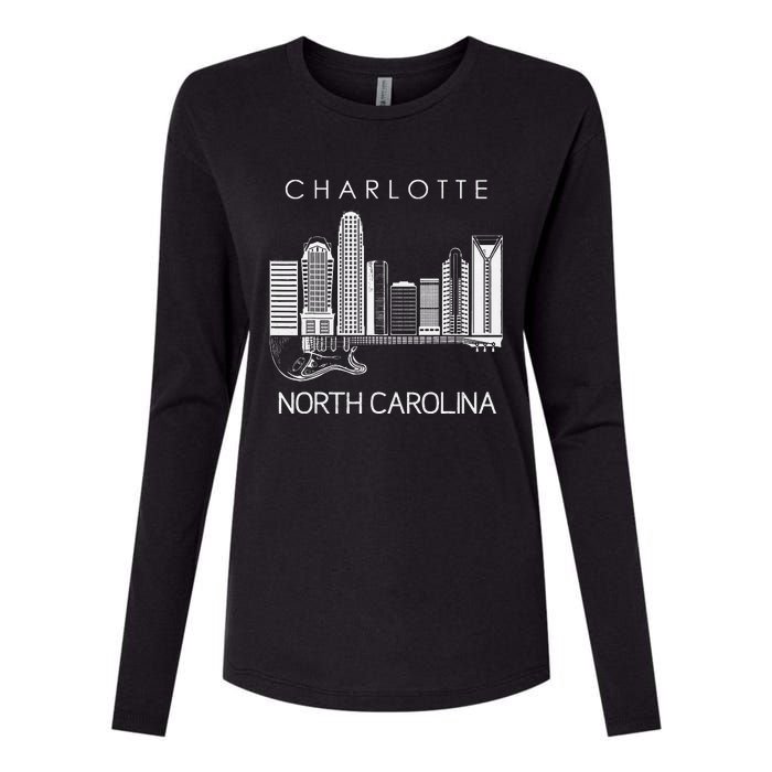 Charlotte Souvenir Men North Carolina Souvenir Music Guitar Womens Cotton Relaxed Long Sleeve T-Shirt