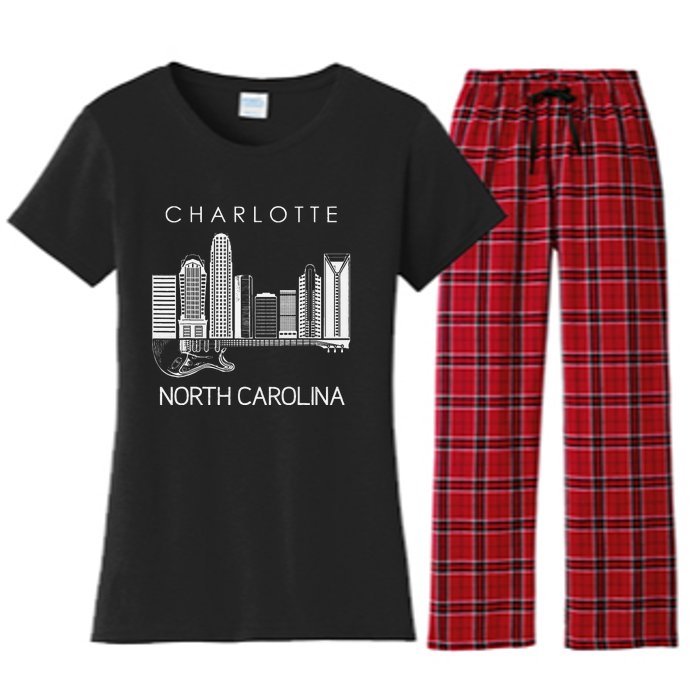 Charlotte Souvenir Men North Carolina Souvenir Music Guitar Women's Flannel Pajama Set