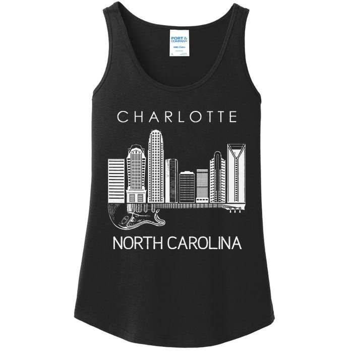 Charlotte Souvenir Men North Carolina Souvenir Music Guitar Ladies Essential Tank