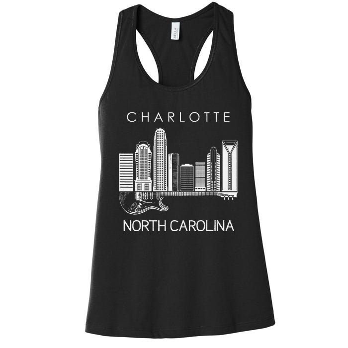 Charlotte Souvenir Men North Carolina Souvenir Music Guitar Women's Racerback Tank