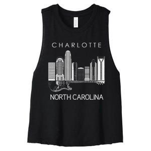 Charlotte Souvenir Men North Carolina Souvenir Music Guitar Women's Racerback Cropped Tank