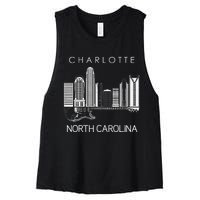 Charlotte Souvenir Men North Carolina Souvenir Music Guitar Women's Racerback Cropped Tank