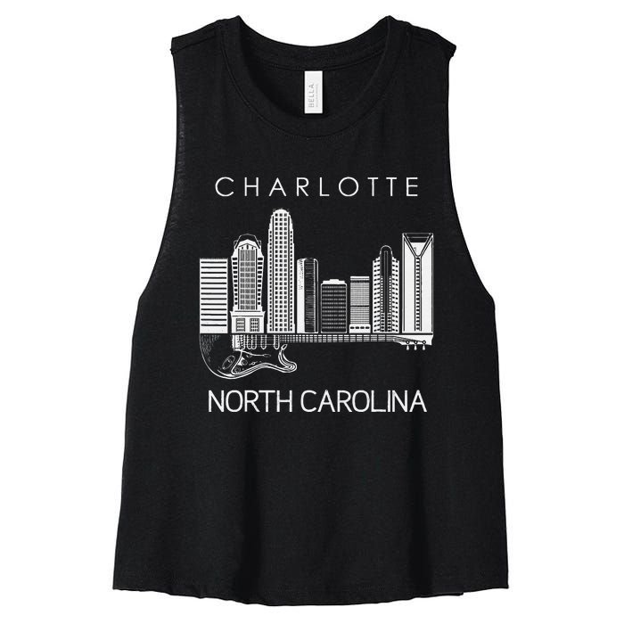 Charlotte Souvenir Men North Carolina Souvenir Music Guitar Women's Racerback Cropped Tank