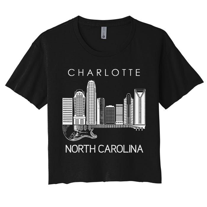 Charlotte Souvenir Men North Carolina Souvenir Music Guitar Women's Crop Top Tee