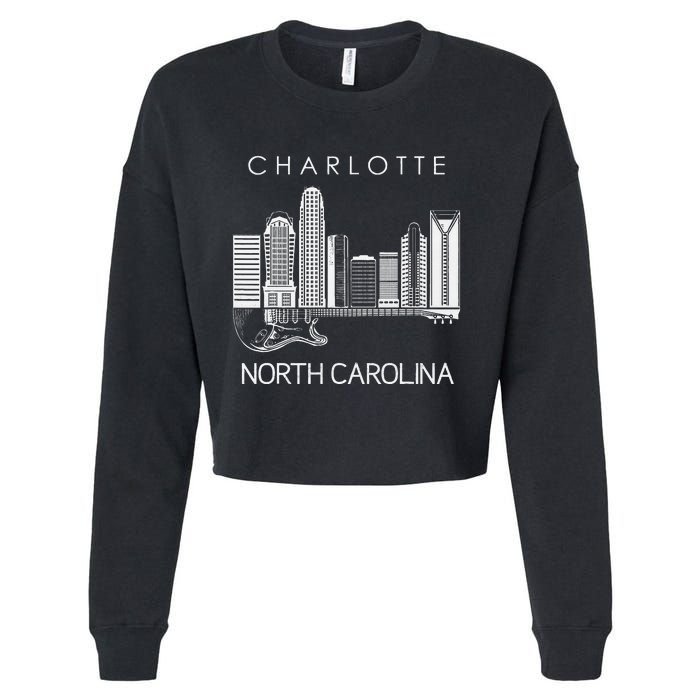 Charlotte Souvenir Men North Carolina Souvenir Music Guitar Cropped Pullover Crew