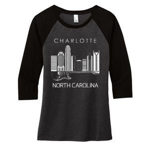 Charlotte Souvenir Men North Carolina Souvenir Music Guitar Women's Tri-Blend 3/4-Sleeve Raglan Shirt