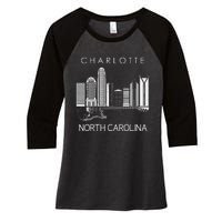 Charlotte Souvenir Men North Carolina Souvenir Music Guitar Women's Tri-Blend 3/4-Sleeve Raglan Shirt