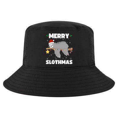 Christmas Sloth Merry Slothmas Wrapped In Christmas Lights Great Gift Cool Comfort Performance Bucket Hat