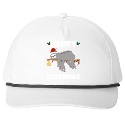 Christmas Sloth Merry Slothmas Wrapped In Christmas Lights Great Gift Snapback Five-Panel Rope Hat