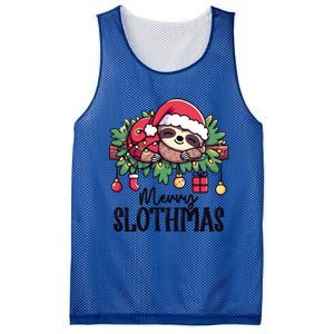 Christmas Sloth Merry Slothmas Santa Funny Xmas Decorations Funny Gift Mesh Reversible Basketball Jersey Tank