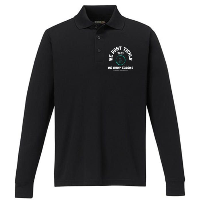 Clearwater Sports Massage Tickle Toes Pic On Back Performance Long Sleeve Polo