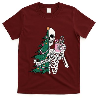 Christmas Sorta Merry Sorta Scary Skeleton Xmas Tree T-Shirt