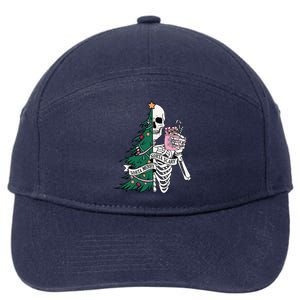 Christmas Sorta Merry Sorta Scary Skeleton Xmas Tree 7-Panel Snapback Hat