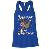 Christmas Sloth Merry Slothmas Wrapped In Christmas Lights Gift Women's Racerback Tank