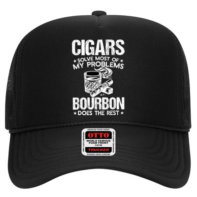 Cigars Solve Most Of My Problems Bourbon Does The Rest Trucker Hat