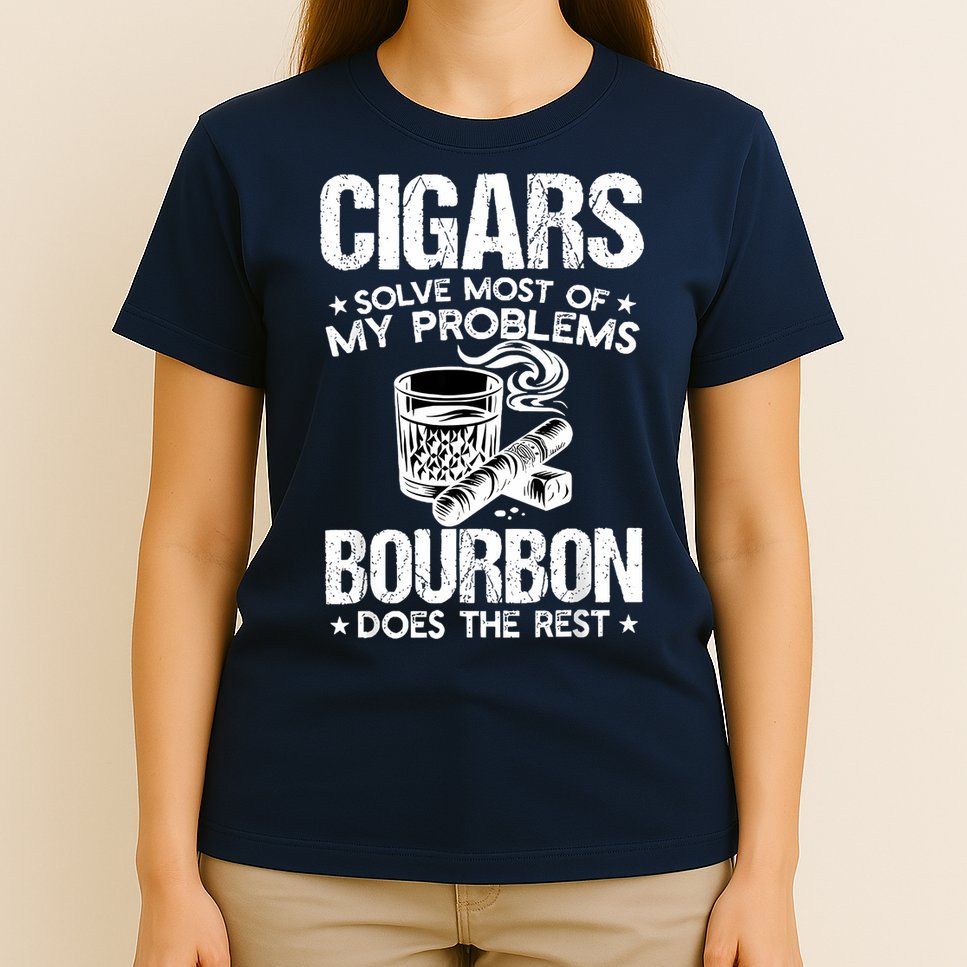 Cigars Solve Most Of My Problems Bourbon Does The Rest T-Shirt