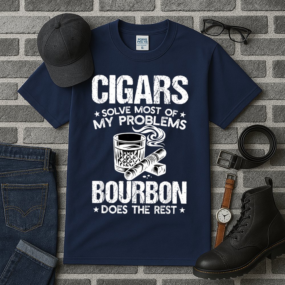 Cigars Solve Most Of My Problems Bourbon Does The Rest Tall T-Shirt
