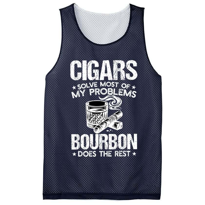 Cigars Solve Most Of My Problems Bourbon Does The Rest Mesh Reversible Basketball Jersey Tank
