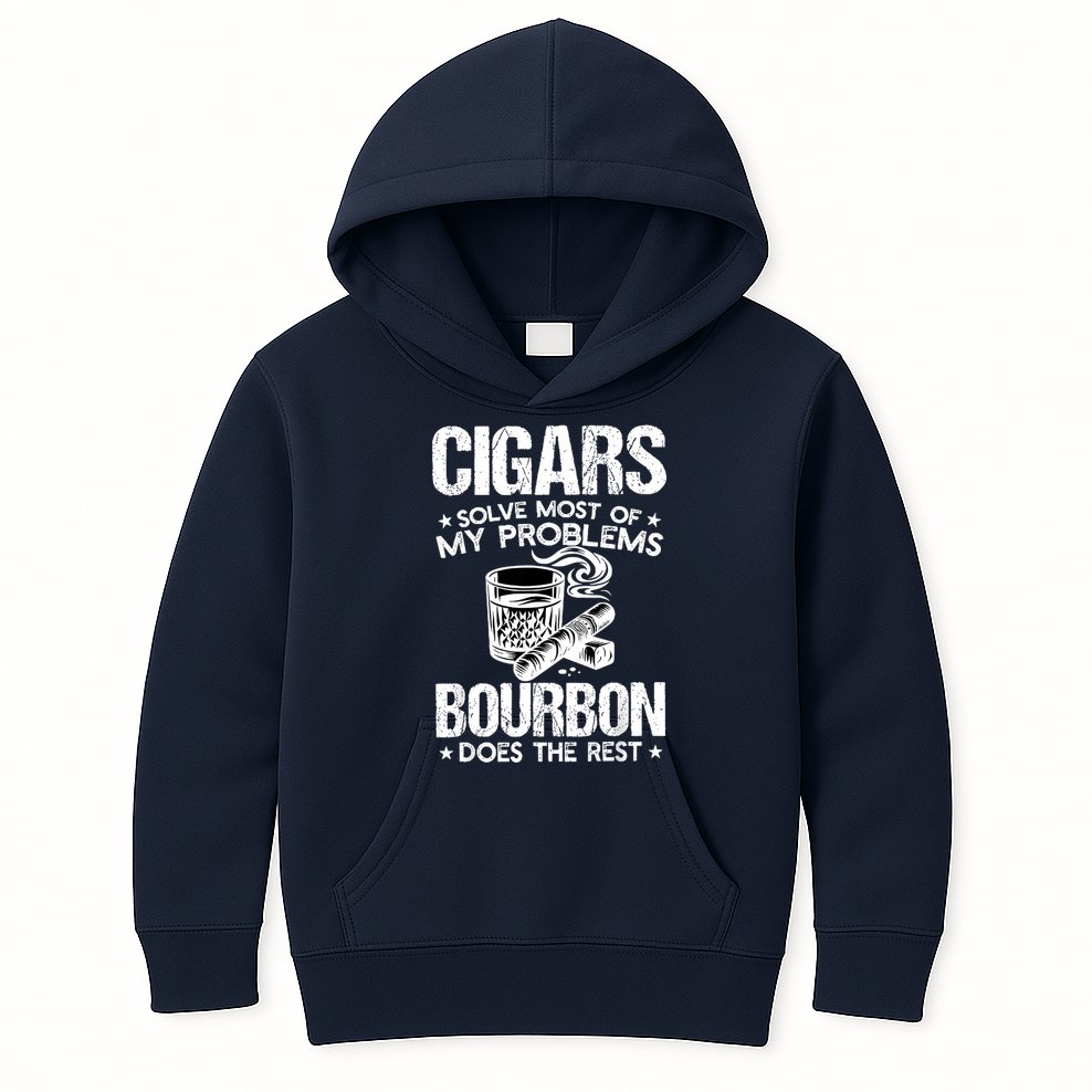 Cigars Solve Most Of My Problems Bourbon Does The Rest Kids Hoodie
