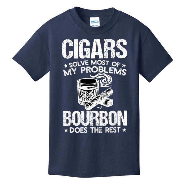 Cigars Solve Most Of My Problems Bourbon Does The Rest Kids T-Shirt