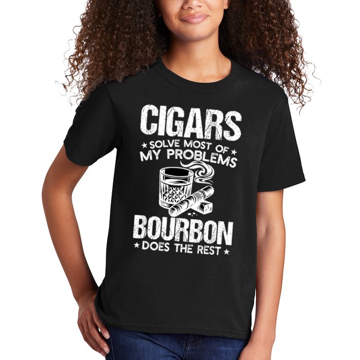 Cigars Solve Most Of My Problems Bourbon Does The Rest Kids T-Shirt