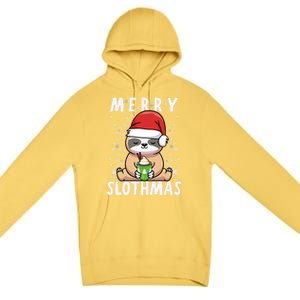 Christmas Sloth Merry Slothmas Merry Christmas Gift Premium Pullover Hoodie