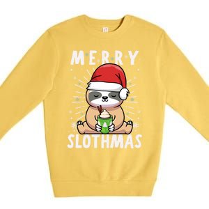 Christmas Sloth Merry Slothmas Merry Christmas Gift Premium Crewneck Sweatshirt