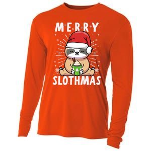 Christmas Sloth Merry Slothmas Merry Christmas Gift Cooling Performance Long Sleeve Crew