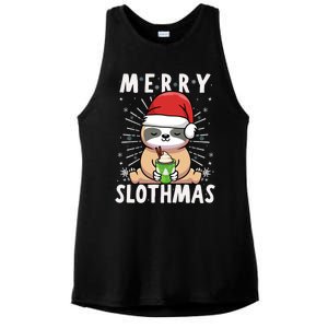 Christmas Sloth Merry Slothmas Merry Christmas Gift Ladies PosiCharge Tri-Blend Wicking Tank