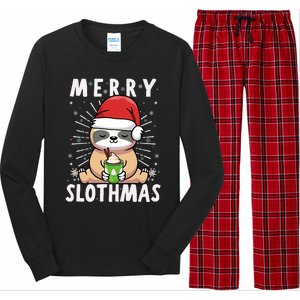 Christmas Sloth Merry Slothmas Merry Christmas Gift Long Sleeve Pajama Set