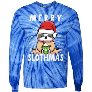 Christmas Sloth Merry Slothmas Merry Christmas Gift Tie-Dye Long Sleeve Shirt