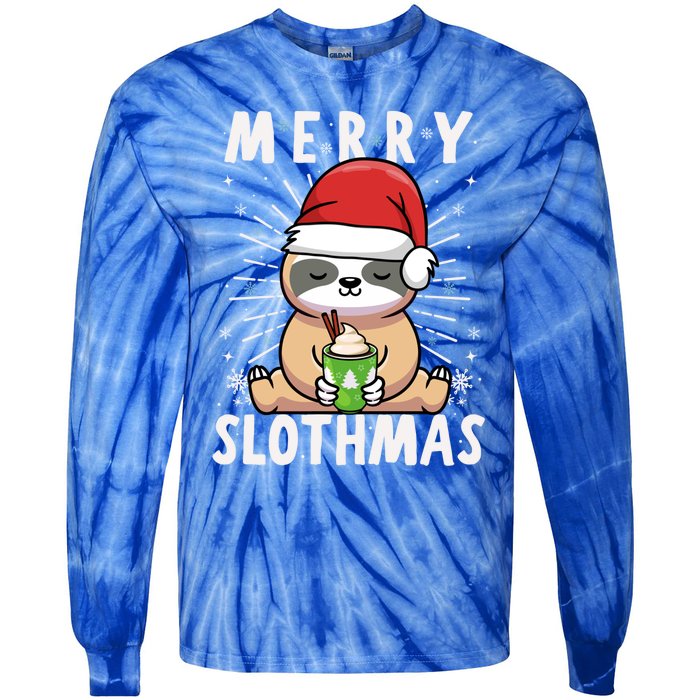 Christmas Sloth Merry Slothmas Merry Christmas Gift Tie-Dye Long Sleeve Shirt