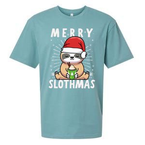 Christmas Sloth Merry Slothmas Merry Christmas Gift Sueded Cloud Jersey T-Shirt