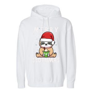 Christmas Sloth Merry Slothmas Merry Christmas Gift Garment-Dyed Fleece Hoodie