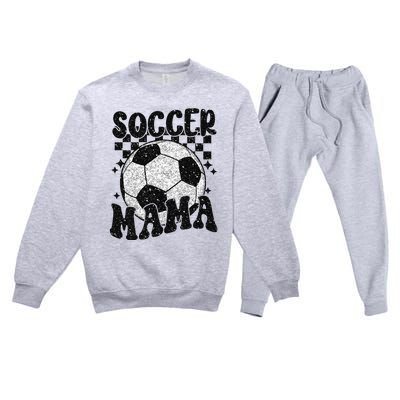 Checkered Soccer Mama Retro Soccer Mom Soccer Season Premium Crewneck Sweatsuit Set