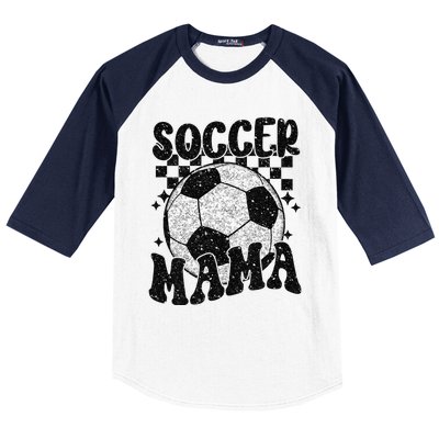 Checkered Soccer Mama Retro Soccer Mom Soccer Season Baseball Sleeve Shirt