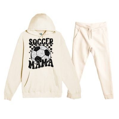 Checkered Soccer Mama Retro Soccer Mom Soccer Season Premium Hooded Sweatsuit Set