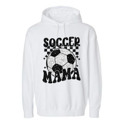 Checkered Soccer Mama Retro Soccer Mom Soccer Season Garment-Dyed Fleece Hoodie