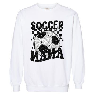 Checkered Soccer Mama Retro Soccer Mom Soccer Season Garment-Dyed Sweatshirt